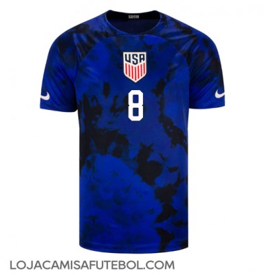 Camisa de Futebol Estados Unidos Weston McKennie #8 Equipamento Secundário Mundo 2022 Manga Curta